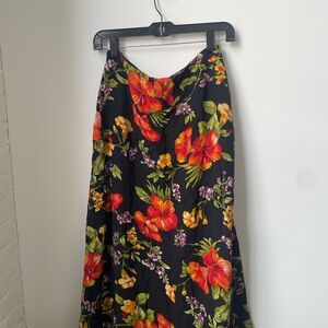 Vintage 90s 100% silk vibrant print maxi skirt